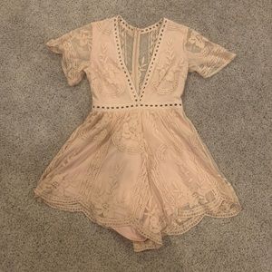 Peppermayo light/baby pink lace playsuit